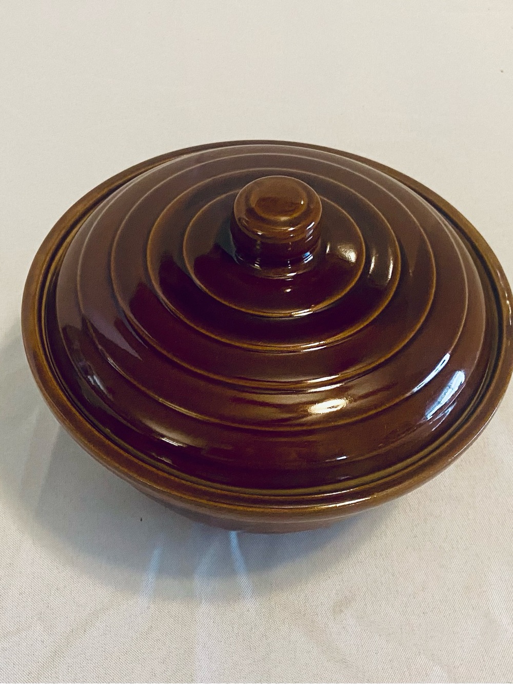 MCM USA Brown Glazed Ceramic Covered Casserole Dish with Lid.